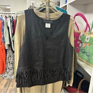 Collection Harve Bernard, 100% Linen, Vintage 90's Fringe Top